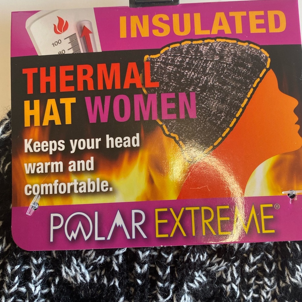 Polar Extreme Black & White Women's Thermal Insulated Winter Knit Hat Beanie … - Picture 9 of 11